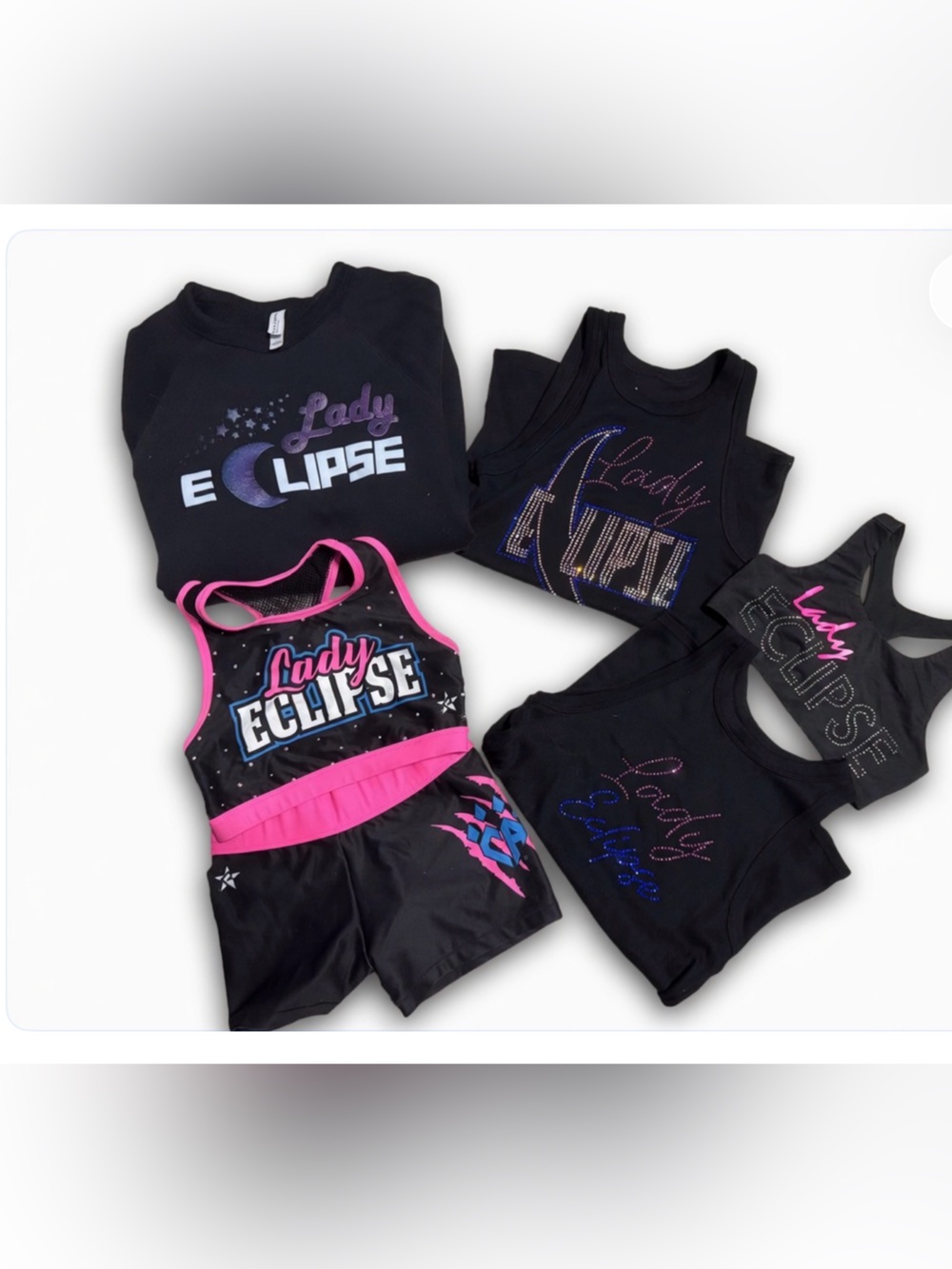 Lady Eclipse Black & Pink Active Tank and Shorts Set